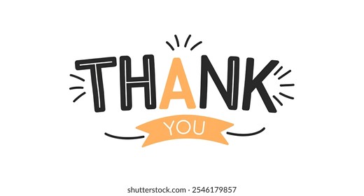 THANK YOU creative banner,minimalistic flat vector illustration,plain background