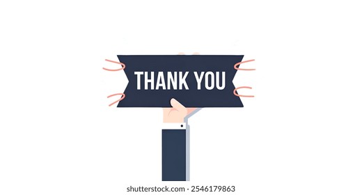 THANK YOU creative banner,minimalistic flat vector illustration,plain background