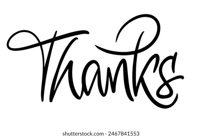 Thank you Curly Fancy Lettering. Thanks Brushpen Fun font vector. Calligraphy script. Expressive Hand written typeface. Thanksgiving day.