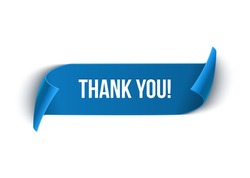 Thank You Curved Paper Ribbon Banner. Vector Sign Illustration.