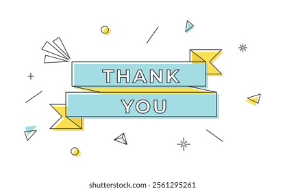 Thank you curved paper ribbon banner. Vector sign illustration