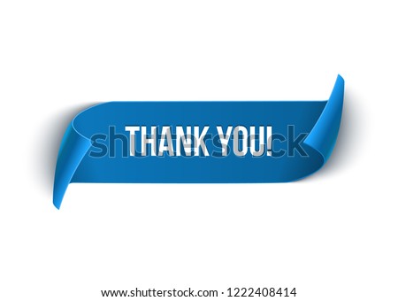 Thank you curved paper ribbon banner. Vector sign illustration.