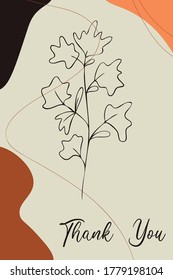 Thank you cute card with hand drawn leaves and plants
The autumn