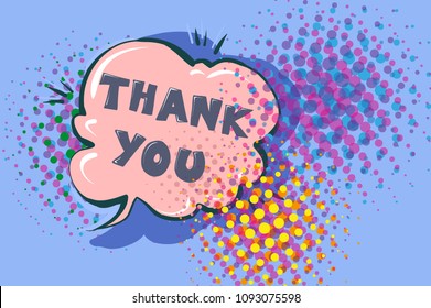 Thank you cute retro cartoon comic style speech bubble with halftone design