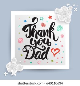 Thank you Dad lettering for Father's day card. Vector illustration.