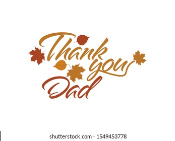 Thank You Dad Text with Fall Leaves