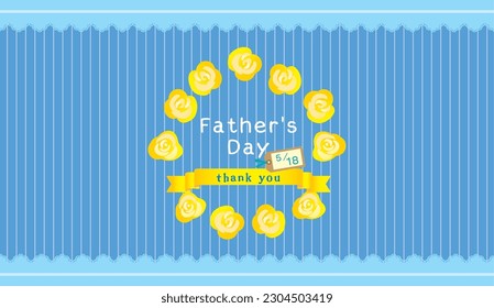 Thank you Dad Yellow rose Background illustration (Father's Day in Japanese. It says Thank you Dad)