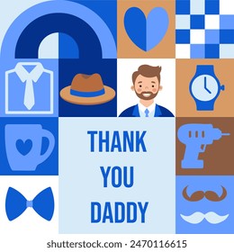 Thank You Daddy: A Heartfelt Collage of Fatherhood Symbols