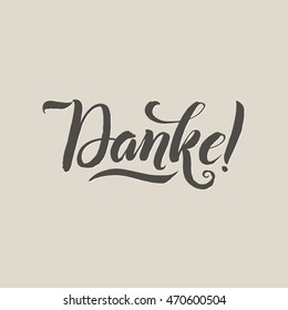 Thank You. Danke.   German Language Grey Vector Lettering on Grey Background