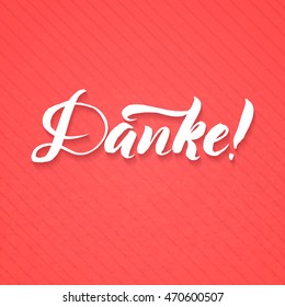 Thank You. Danke.   German Language White Vector Lettering on Pinke Background