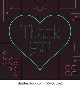 Thank You Day Greeting Card. Geometry Lines, Art Techno Style. Line Art Design Background.