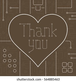Thank You Day Greeting Card. Geometry Lines, Art Techno Style. Line Art Design Background.