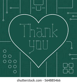 Thank You Day Greeting Card. Geometry Lines, Art Techno Style. Line Art Design Background.