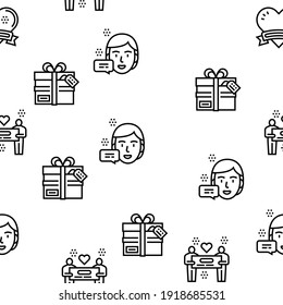 Thank You Day Holiday Vector Seamless Pattern Thin Line Illustration