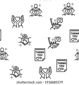 Thank You Day Holiday Vector Seamless Pattern Thin Line Illustration