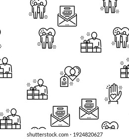 Thank You Day Holiday Vector Seamless Pattern Thin Line Illustration