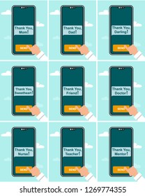 Thank you day vector icons. Social media vertical images 4:5 aspect ratio.