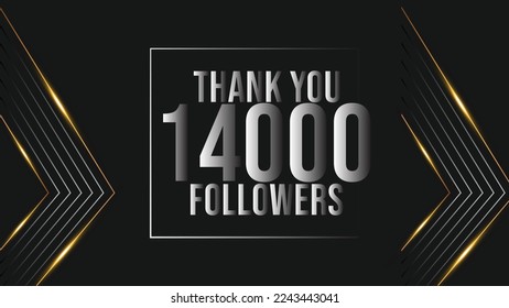 Thank you design Greeting card template for social networks followers, subscribers, like. 14000 followers.