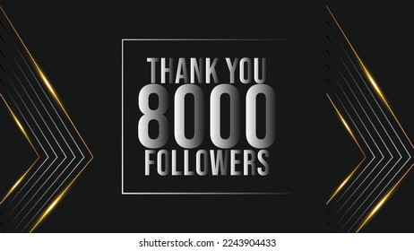 Thank you design Greeting card template for social networks followers, subscribers, like. 8000 followers. 8k followers celebration	