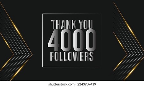 Thank you design Greeting card template for social networks followers, subscribers, like. 4000 followers. 4k followers celebration	