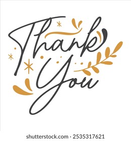 Thank you Design, Thank You handwritten typography, Thank You calligraphy, Thank you card, Thanksgiving day Hand drawn lettering, Danke, Appreciation, grateful, Modern , Social Media, Vector