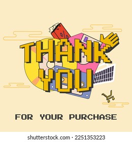 thank you design pixel word lettering