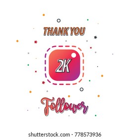 Thank You Design for Social Network and Follower. 2000 Follower
