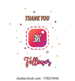 Thank You Design for Social Network and Follower. 3000 followers