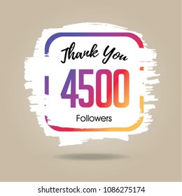 Thank you design template for social network and follower. 4500 Followers