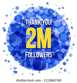 Thank you design template for social network and follower. 2M Followers.
