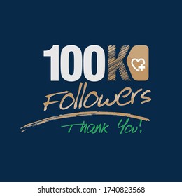 Thank you design template for social network. 100K Followers