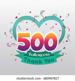 Thank you design template for social network and follower. 500 Followers