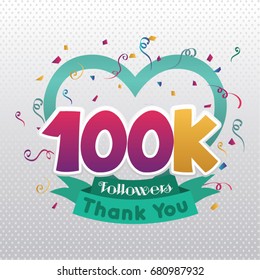 Thank you design template for social network and follower. 200K Followers