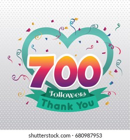 Thank you design template for social network and follower. 700 Followers