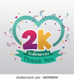 Thank you design template for social network and follower. 2K Followers