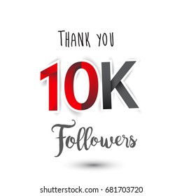 Thank you design template for social network and follower. Web user celebrates a large number of subscribers or followers. Thanks for 10K followers