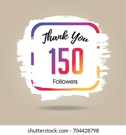 Thank you design template for social network and follower. 150 Followers