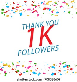 Thank you design template for social network and follower. 1K Followers