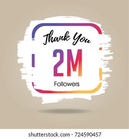Thank you design template for social network and follower. 2 million Followers