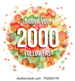 Thank you design template for social network and follower. 2000 Followers