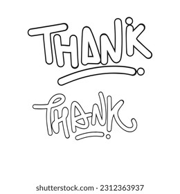 thank you design vector editable black and white