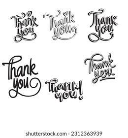 thank you design vector editable black and white