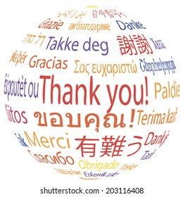 Thank you, different languages, vector illustration.