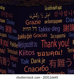 Thank you, different languages, vector illustration.