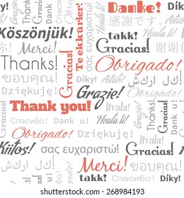 Thank you in different languages words, tags. Seamless pattern