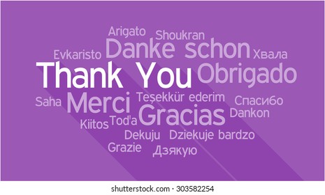 THANK YOU in different languages, words collage vector illustration