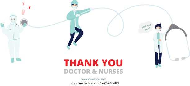 Thank you doctor background support medical staff vector for corona virus 