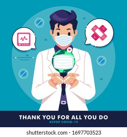 thank you doctor flat design illustration