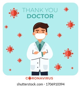 Thank you doctor message for fighting the coronavirus : Vector Illustration
