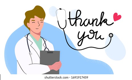 Thank you doctor and Nurses and medical personnel team for fighting the coronavirus. Thank you heroes, vector illustration